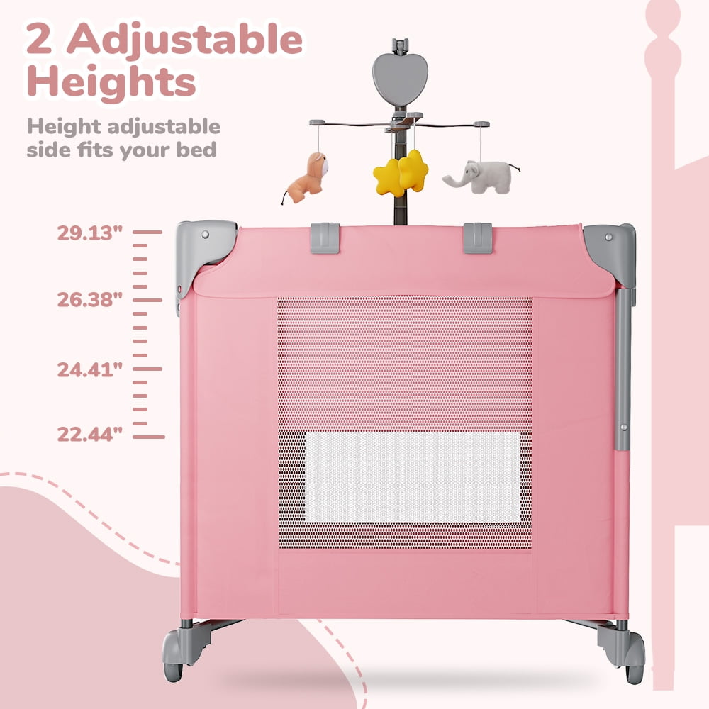 Baby Bassinet, Novashion 5 in 1 Bedside Sleeper Bassinet, Portable Baby Playard Baby Crib, with Removable Changing Station & Storage Organizer, Black