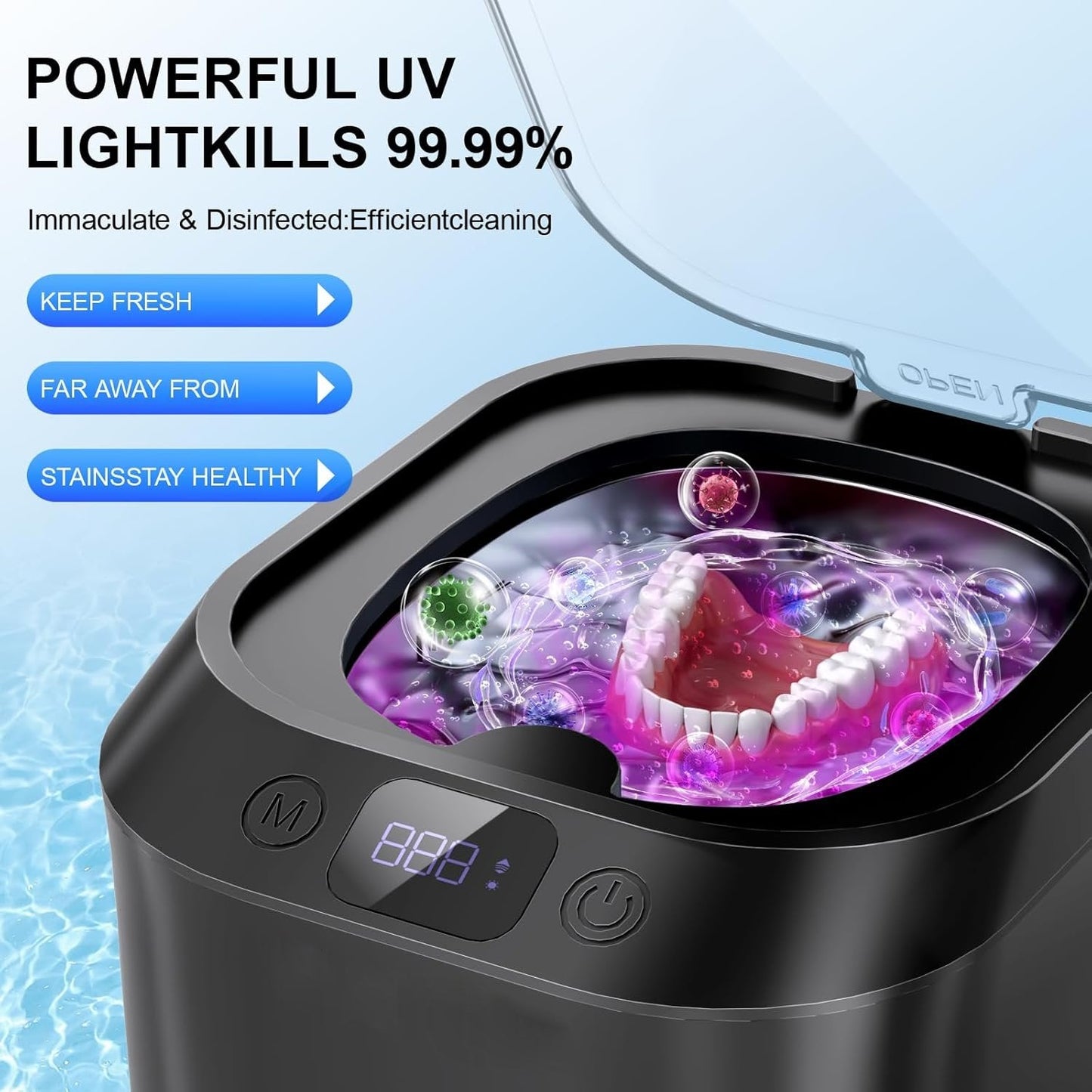Ultrasonic Retainer Cleaner, 48Khz Professional Retainer Cleaner Machine with Digital Timer, Portable Ultrasonic Jewelry Cleaner