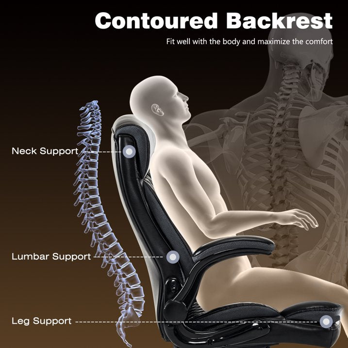 Big and Tall Office Chair, Wide Seat Executive Office Chair with Dual Thick Cushion, Ergonomic Computer Desk Chair, Adjustable Task Chair for Home, Office. Black
