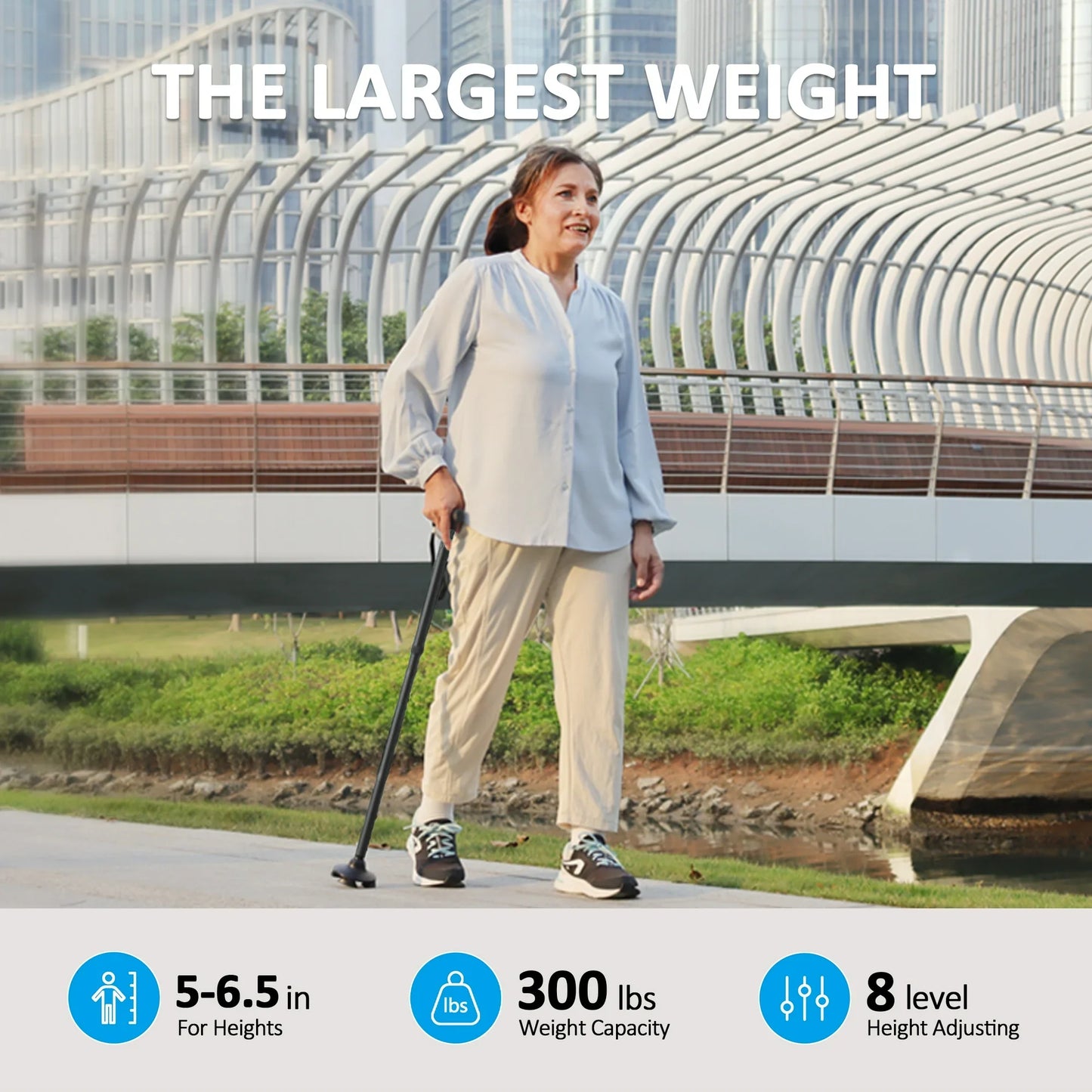 Rehaescort Adjustable Folding Walking Cane,Lightweight Heavy Duty Sticks Pivot Tip for Men and Women,Black