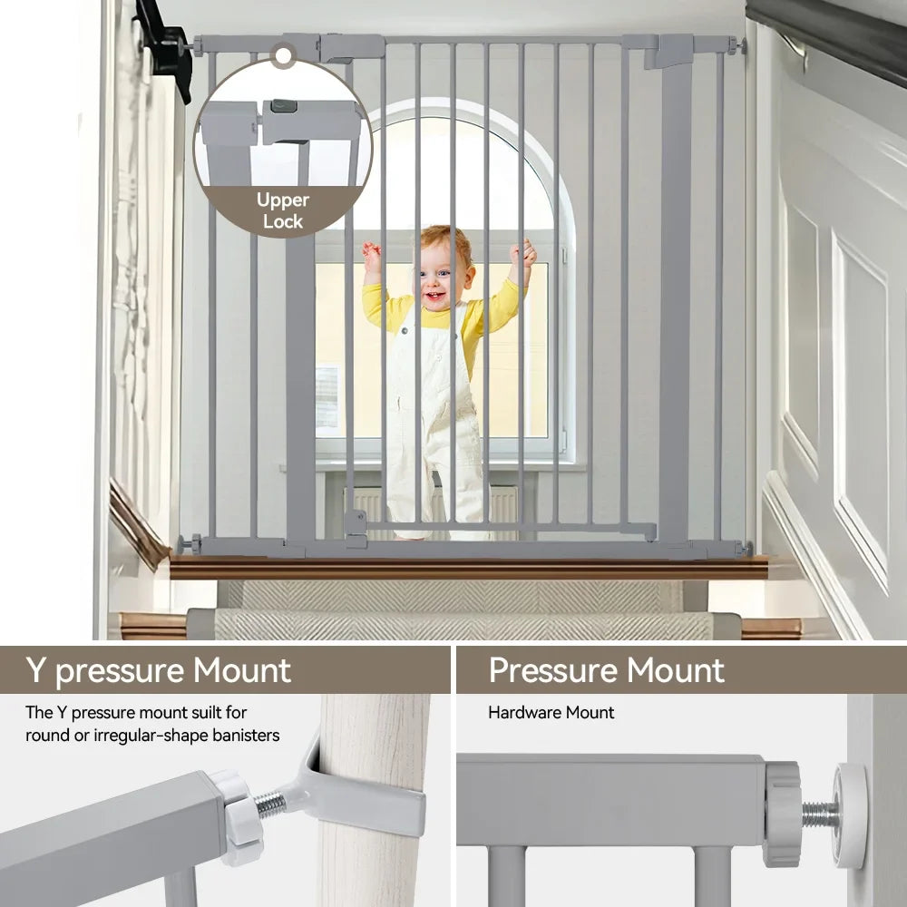 Baby Safety Gate, 36 Tall, 29.5-40.6 for Stairs and Doorway,Pressure Mount Baby Gate for Ages 6 to 36 Months, Gray