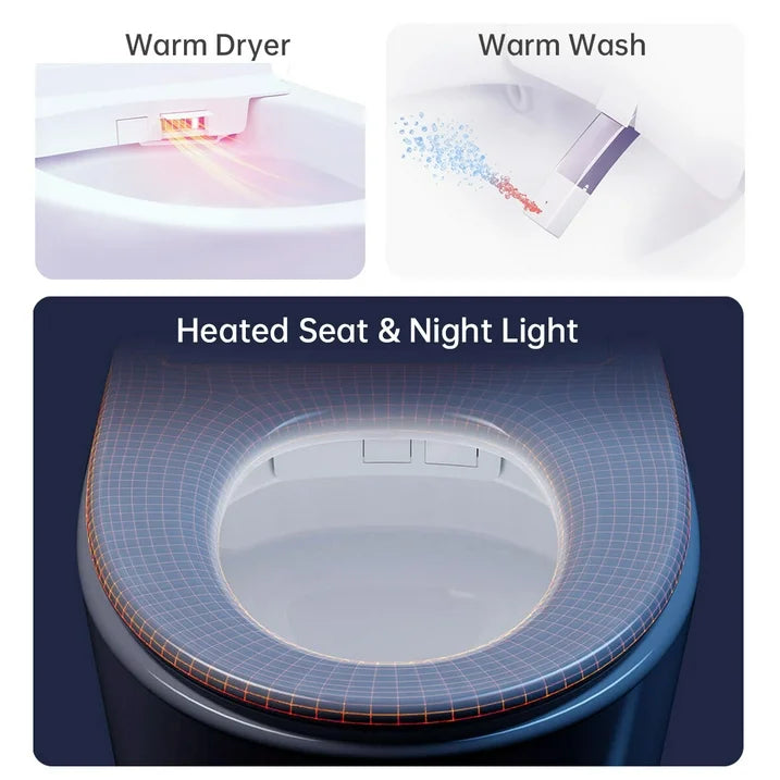 Smart Toilet, Auto Open/Close Lid,One Piece Bidet,Powerful Auto Flush,Heated Seat,Warm Wash Dryer