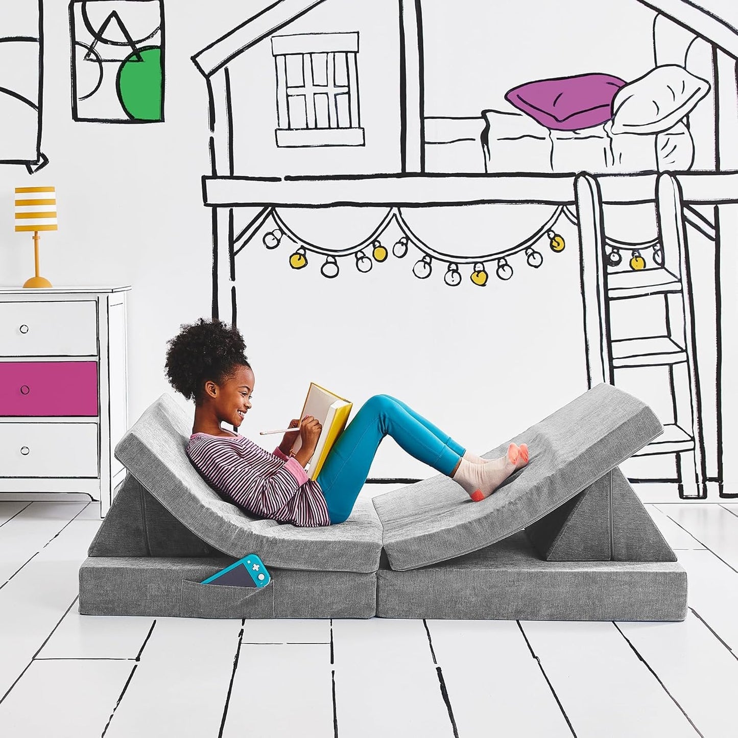 Kids and Toddler Play Couch, Convertible Folding Sofa, Durable Foam Modular Design for Boys and Girls