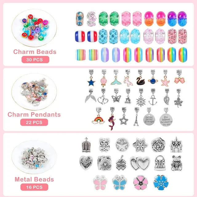 Kids Bracelet Making Kit for Girls, Gifts for Girls Ages 4 5 6 7 8 9 10 Year Old Girl Thanksgiving Christmas Birthday Gifts for Girl Toys 68 Pcs Crafts for Years 8-12