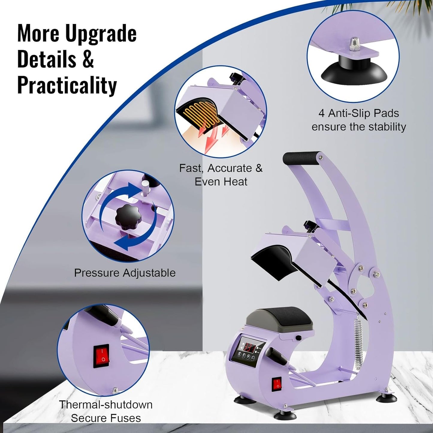 GOCHIFIX Hat Heat Press Machine for Caps,Timer Auto Starter, Hat Heat Press with 2 Platens