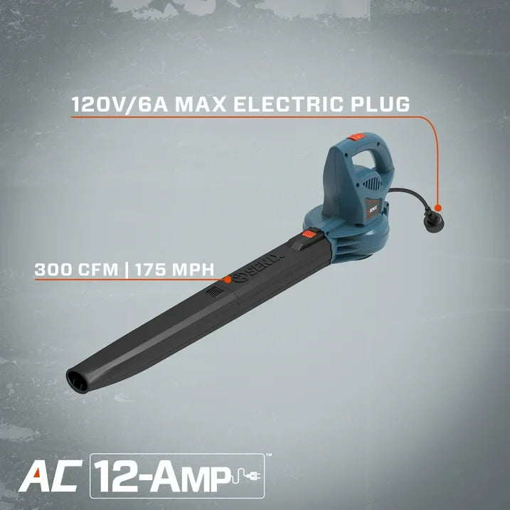 SENIX 120 Volt Max 6 Amp Handheld Electric Leaf Blower, Up to 260 CFM and 175 MPH, Variable Speed, Lightweight, (BLE06 L)