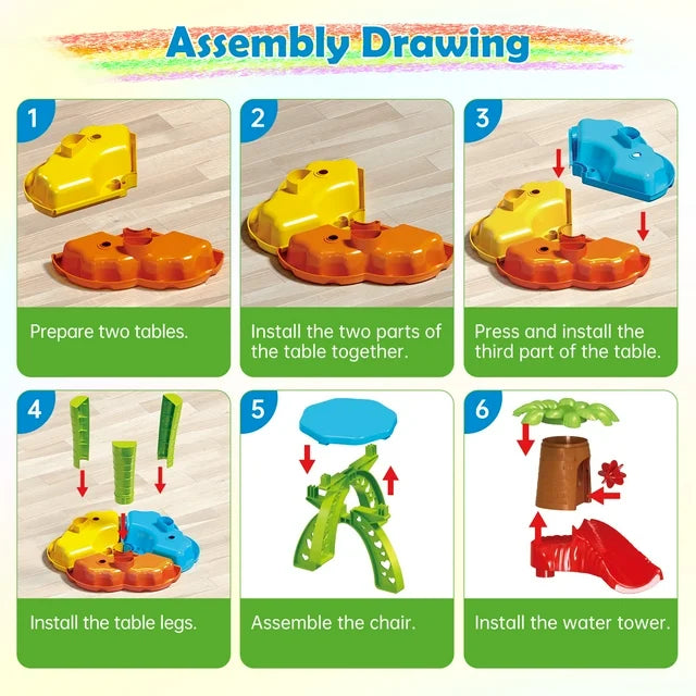 JoyStone 3 in 1 Kids Sand Water Table, 37PCS Sandbox Table Kids Activity Sensory Play Table Summer Outdoor Toys Gift for Toddler Boys Girls