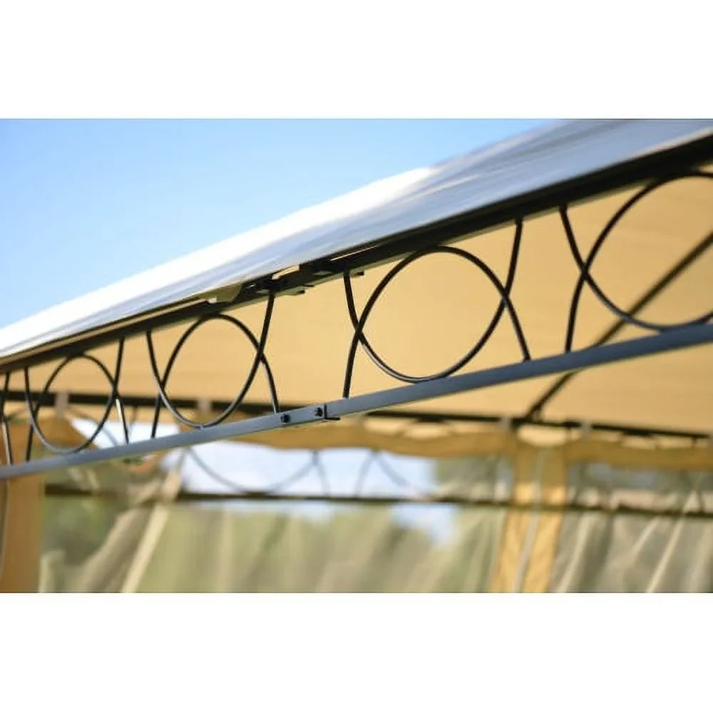Grill Gazebo Party Canopy Tent, Segmart BBQ Garden Canopy with 4 Zippered Mesh Curtains and Double Layer Top, UV-Resistant Polyester Party Activities Center Canopy for 4 5 Person, Beige, S9661