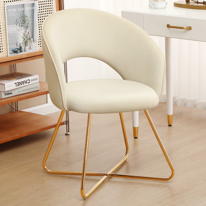 Khaki Modern Stylish Upholstered Velvet Accent Papasan Chair