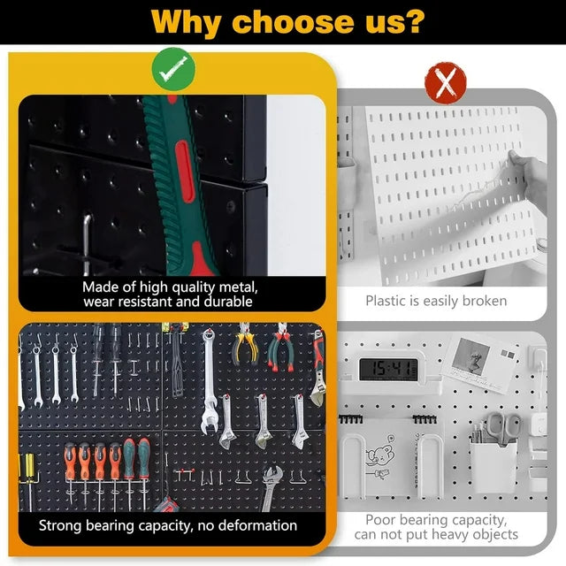 2 Pcs Metal Pegboard Wall Panels, Peg Boards for Garage Tool Storage