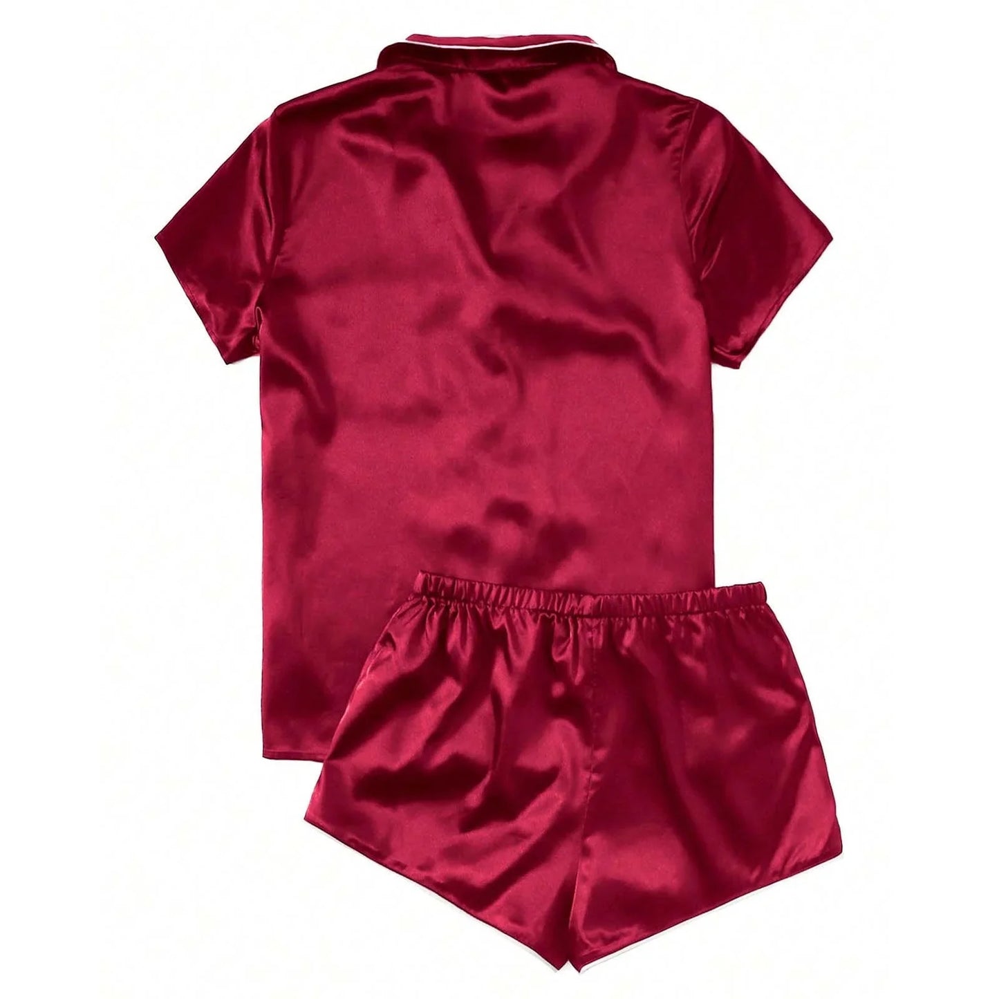 Kaemgyyd Women's Pajama Sets Plus Size Satin Sleepwear Silk Button down Short Sleeve Pj Tops and Shorts 2 Piece Loungewear