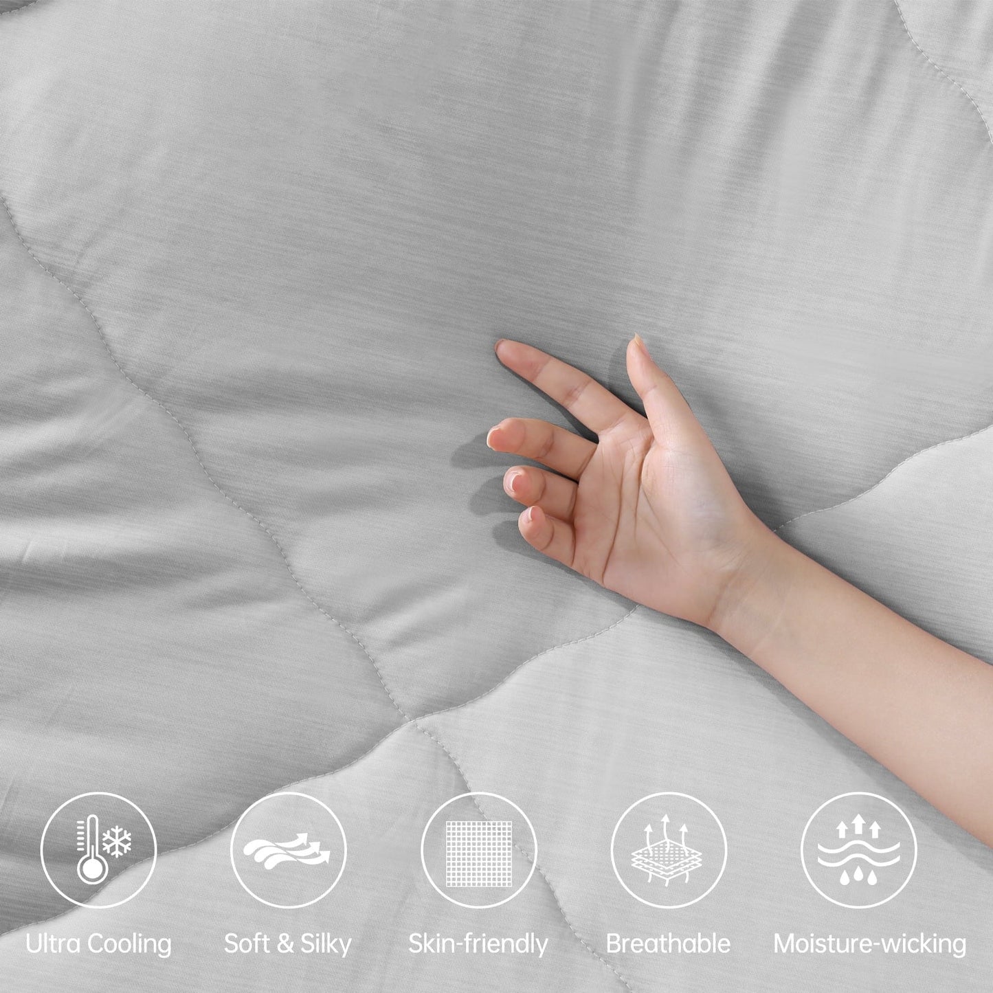 Aship Cooling Comforter Queen Size, Double Sided Cooling Blanket for Hot Sleepers, Q-Max 0.45, Arc-Chill Cooling Fabric, Lightweight Breathable Summer Comforter 79*87 in