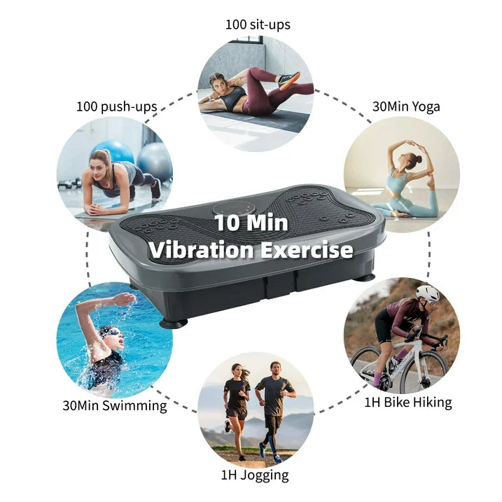 BTMWAY Vibration Plate Exercise Machine, Workout Equipment with Resistance Band, Vibration Plate for Lymphatic Drainage, Vibrating Plate Exercise Machine for Weight Loss, Cardio Equipment