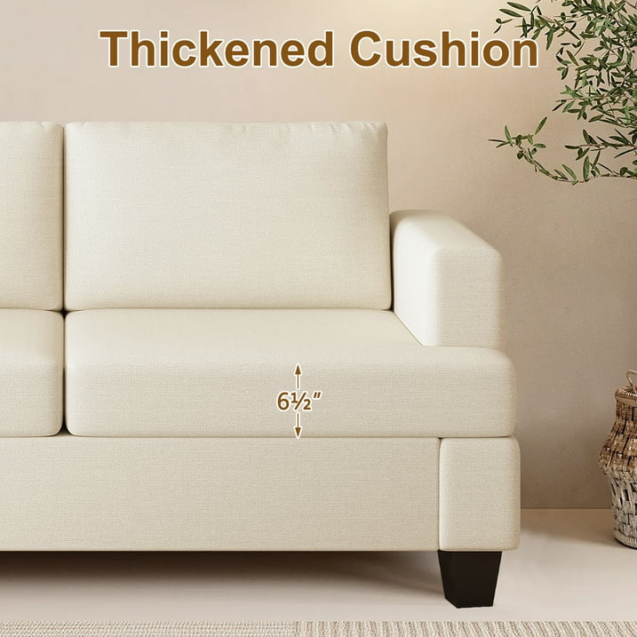 61.75 Comfy Sofa Couch, Modern Upholstered 2 Seater Couch for Living Room, Linen Love Seat Sofa with Wide Armrests and Deep Seats, Beige