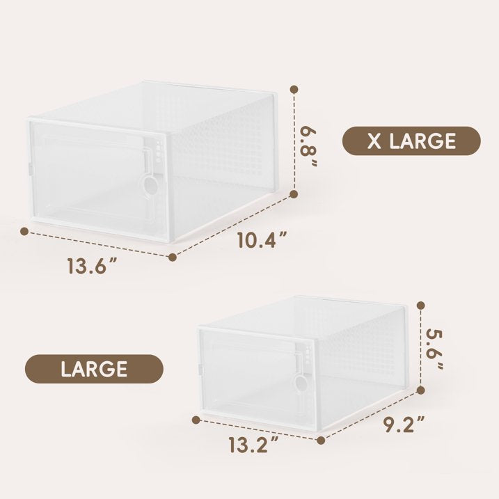 VUSIGN 12 Pack Large Shoe Storage Box, Clear Plastic Stackable Shoe Organizer for Closet, Space Saving Foldable Shoe Rack Sneaker Container Bin Holder