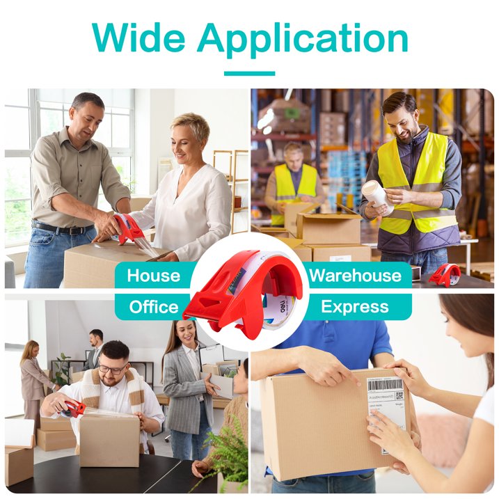 Deli Long Lasting Storage Packaging Tape with Dispenser, 1.88 in x22 yd, 6 Rolls Clear Acrylic Max Strength Shipping Tape