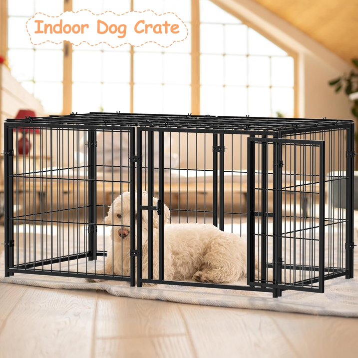Suchown Dog Crate for Small to Large Dogs, Indoor Dog Kennel with Playpen, Pet Cage, 48 L 25.6 W 24 H