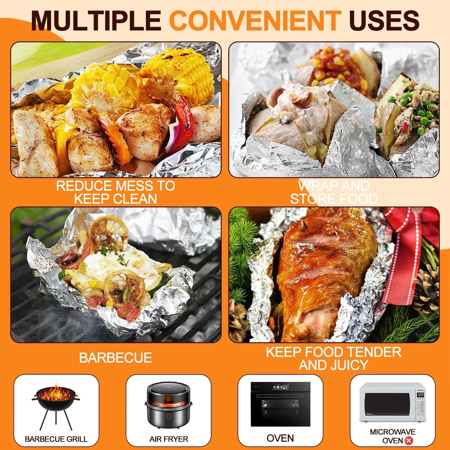 Alpacasso Aluminum Foil ,Aluminum Foils Roll with Serrated Cutter,12inx165SQ.FT