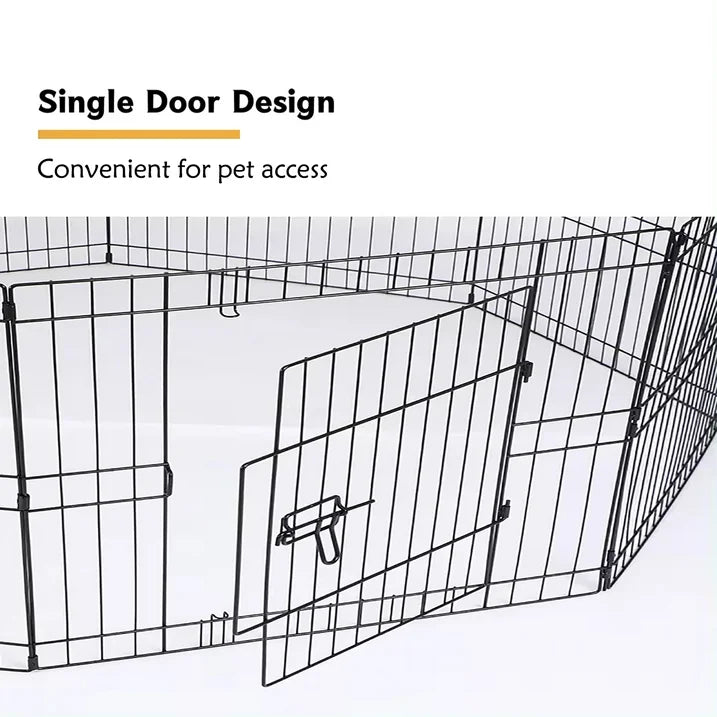 Suchown Dog Playpen Metal Foldable Dog Exercise Pen 24 High 8 Panels Playpen Bottom Pad