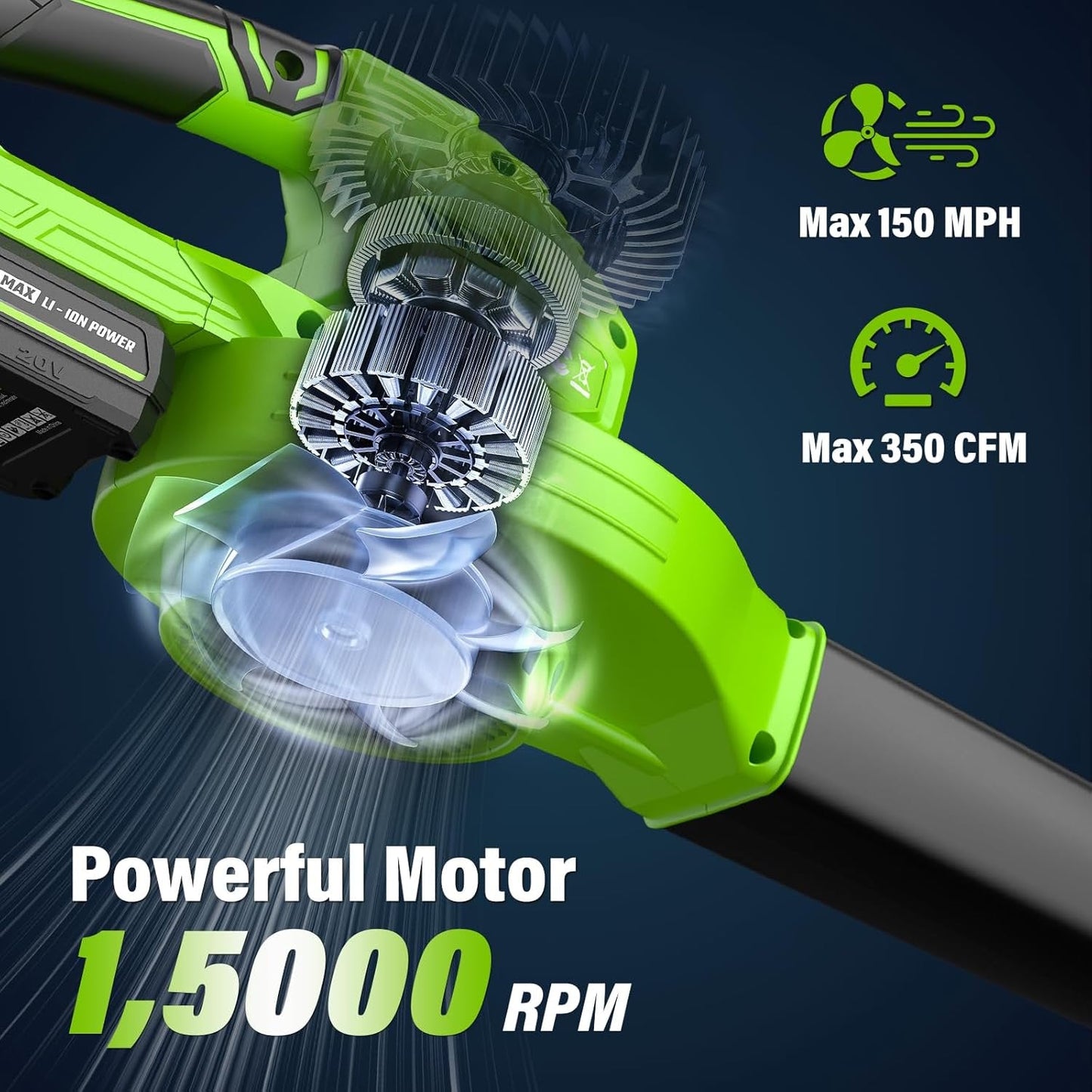 Leaf Blower, Lightweight Cordless Leaf Blower with 2 Battery Charger for Patio, Electric 20V Battery Powered Leaf Blower for Leaf/Snow/Dust Blowing