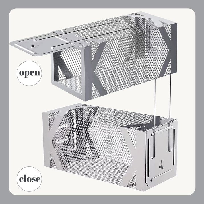 Humane Rat Trap, Chipmunk Rodent Trap That Work for Indoor and Outdoor Small Animal - Mouse Voles Hamsters Live Cage Catch and Release
