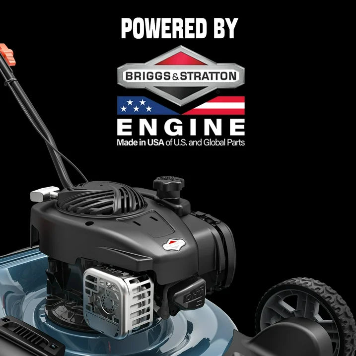 SENI 21  Gas Lawn Mower, 125cc 4 Cycle USA Briggs   Stratton E450 Engine, 2 in 1 Push Mower with 6 Height Adjustments and 11 Rear Wheels