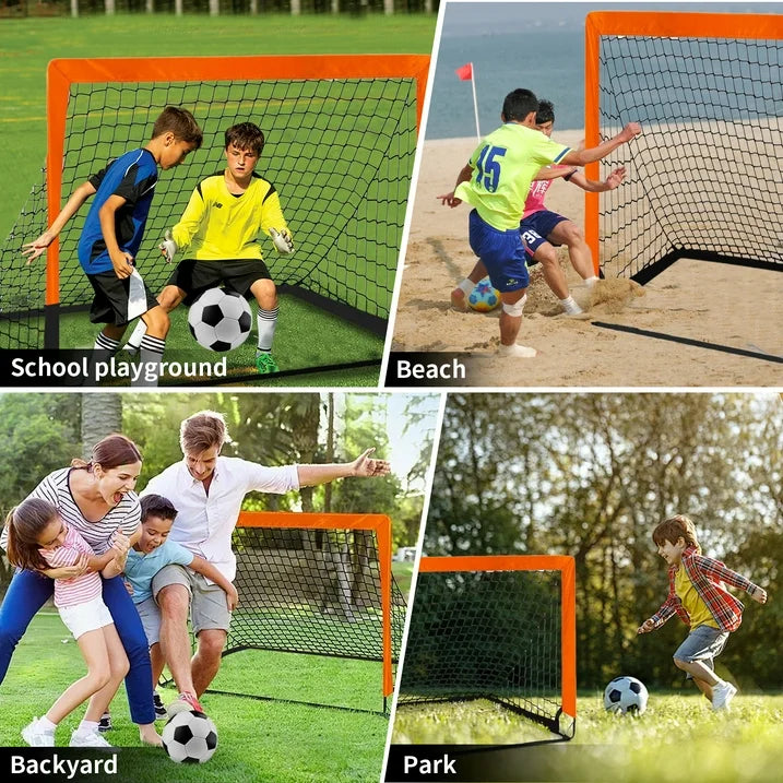 stusgo Kids Soccer Goals for Backyard Set, 2 Pack Pop Up Soccer Goal with Soccer Nets, 4x3 FT Soccer Goals, Includes Soccer Ball, Agility Ladder, Cones  Carry Bag, Perfect for Youth Outdoor Sports