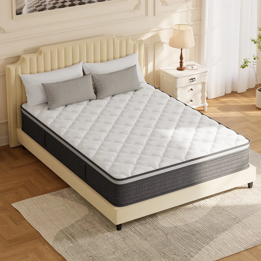 GREOO 12 Queen Mattress in a Box Cooling Gel Memory Foam Hybrid Mattress, Individually Wrapped Pocket Coils, Pressure Relief, 365 Night Trial