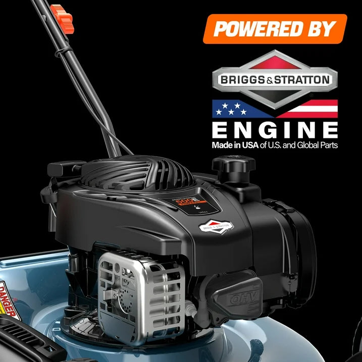 SENI  21 Gas Lawn Mower, 140cc 4 Cycle Made in USA Briggs  Stratton Engine, 2 In 1 Mulch  Side Discharge Push Mower, 6 Position Height Adjustments, 11 Rear Wheels, LSPG M6