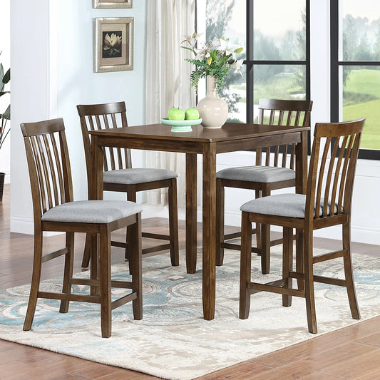 Paproos 5 Piece MDF & Wood Dining Table Set, Brown