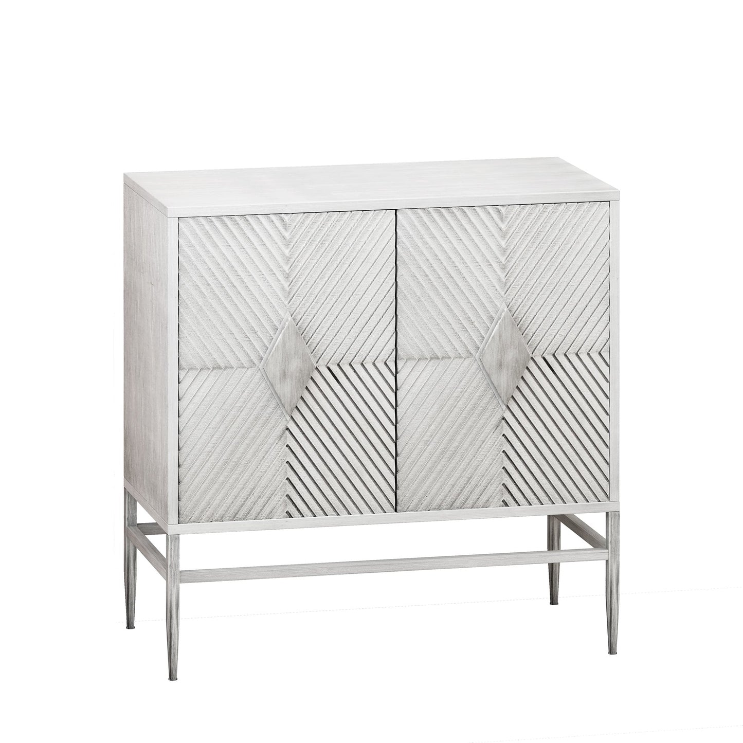 31.50 Modern 2 Door Wooden Storage Cabinet Accent Cabinet with Metal Leg Featuring Two Tier Storage, for Living Room, Entryway and Dining Room