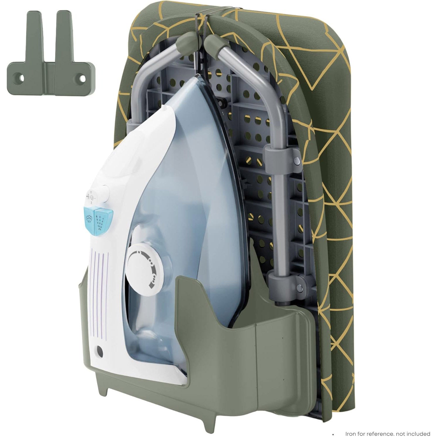 XABITAT Table Top Ironing Board with Wall Mount, D-Crease, Portable Space Saving Mini Laundry Room Iron Board, Foldable Small Ironing Board with Iron Holder, Green