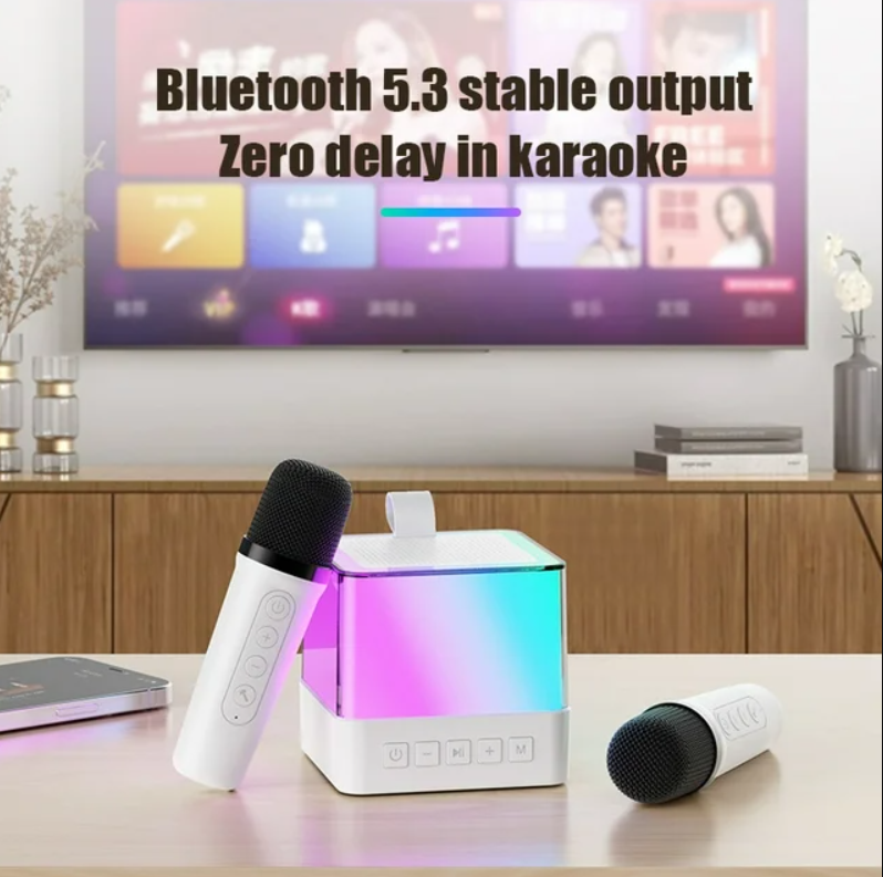 AHANSI Karaoke Machine for Kids Adults,Portable Bluetooth Speaker with 2 Mics Easter Birthday Gifts Toys for Girls Boy (Black）