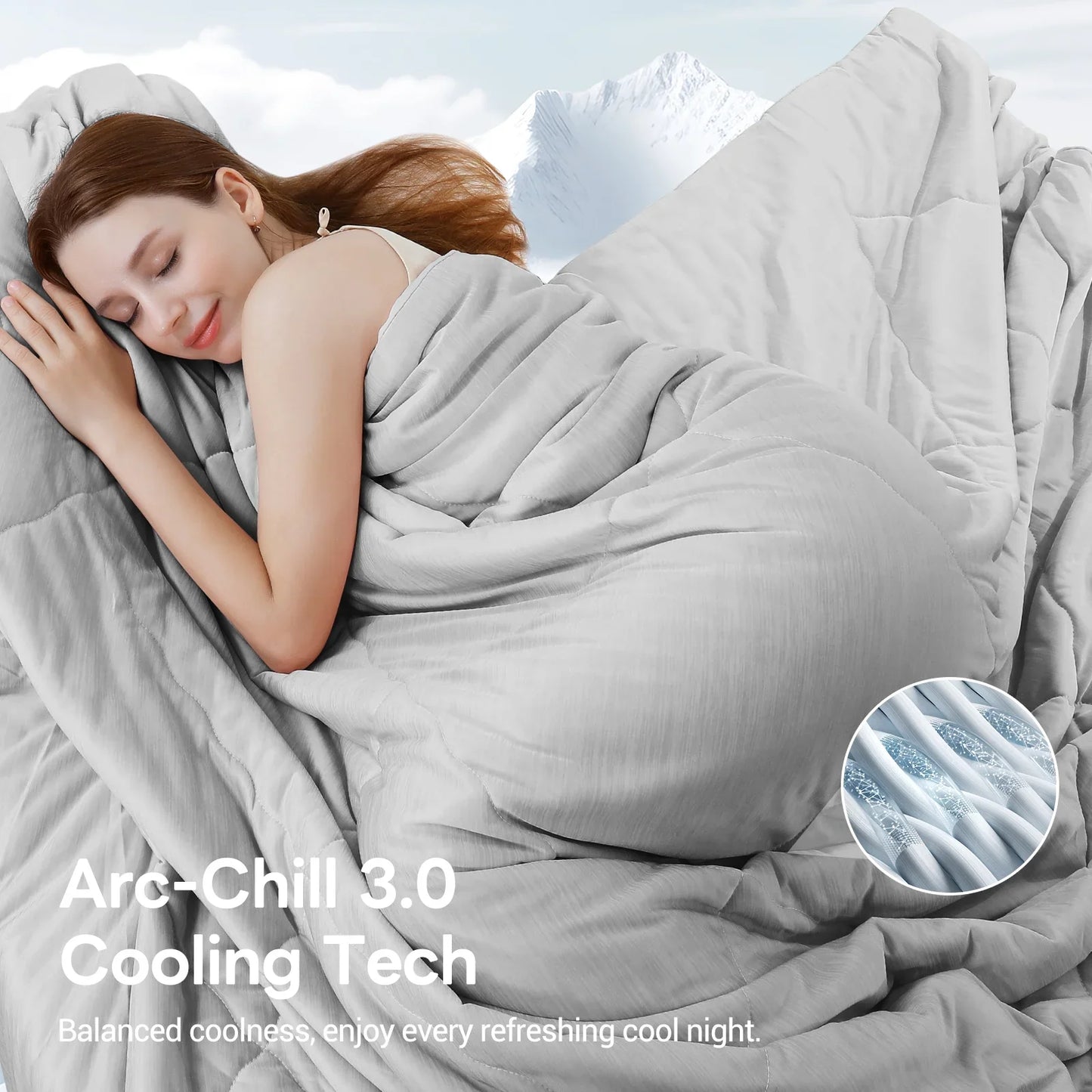 Aship Cooling Comforter Queen Size, Double Sided Cooling Blanket for Hot Sleepers, Q-Max 0.45, Arc-Chill Cooling Fabric, Lightweight Breathable Summer Comforter 79*87 in