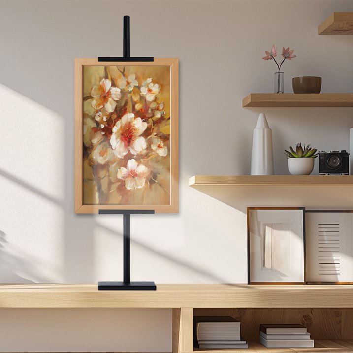Goobetter Adjustable Tabletop Easel Stand for Picture Frames up to 28" - Picture Stands for Display- Picture Frame Stand for Art, Signs, or Photos - Black