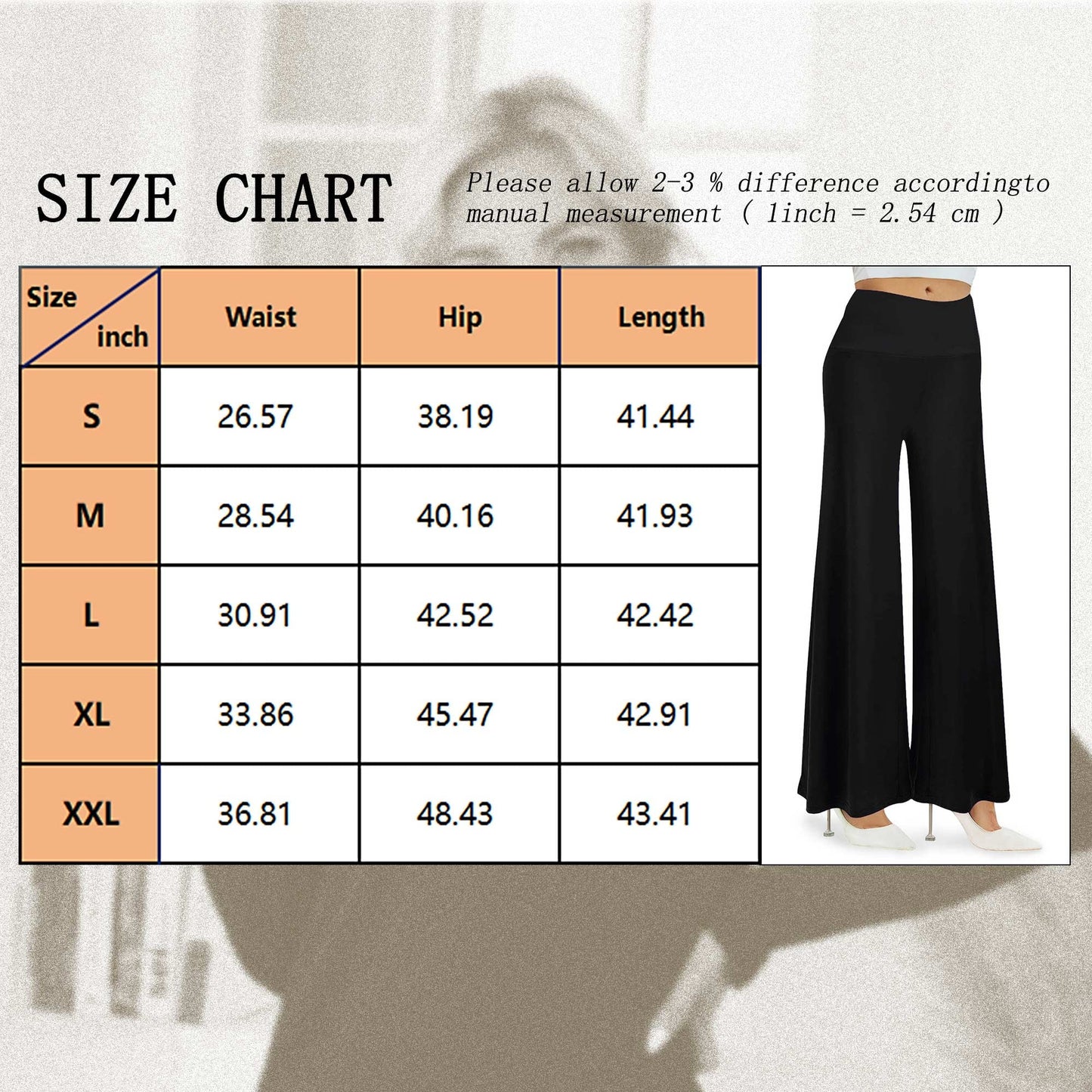 TEMOFON Womens High Waist Pants Casual Stretchy Wide Leg Palazzo Lounge Pants Comfy Loose Fit Dress Pants Black