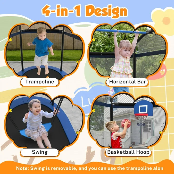 SHINPT 4 6FT Toddler Trampoline for Kids, Kids Indoor Trampoline with 771LBS Load Bearing Capacity, Mini Trampoline Indoor  Outdoor, Small Trampoline with 4 Accessories  Adjustable Gymnastics Bar