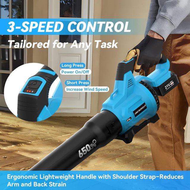 Leaf Blower Cordless,Electric Cordless Leaf Blower with 2 * 4.0Ah Batteries,3 Speed Powerful Blowing Ideal for Lawn Care, Blowing Leaves, Dust, Snow