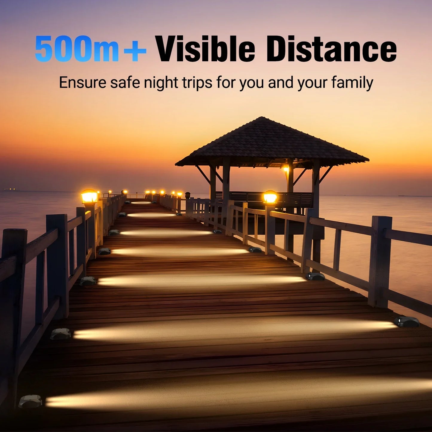 ASHIP Solar Deck Lights 12 Pack, Solar Path Lights Outdoor Driveway Marine Lights LED Deck Lights Solar Powered Waterproof Driveway Marker Lights for Warning Step, Sidewalk, Pathway, Garden, Warm