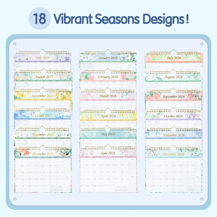 Deli 2025-2026 Wall Calendar, 11" x 8.5", Thick Paper with Julian Dates and Block for New Year and Christmas Presents, Monthly planner for Office Home Planning & Organizing,Color Design
