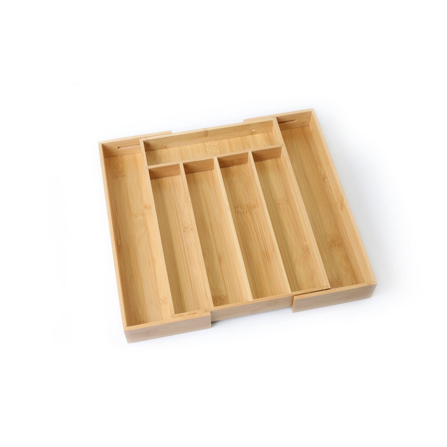 Natural Bamboo Kitchen Drawer Organizer for Silverware and Utensils, 15.35 x 12.99 x 3.54 inches