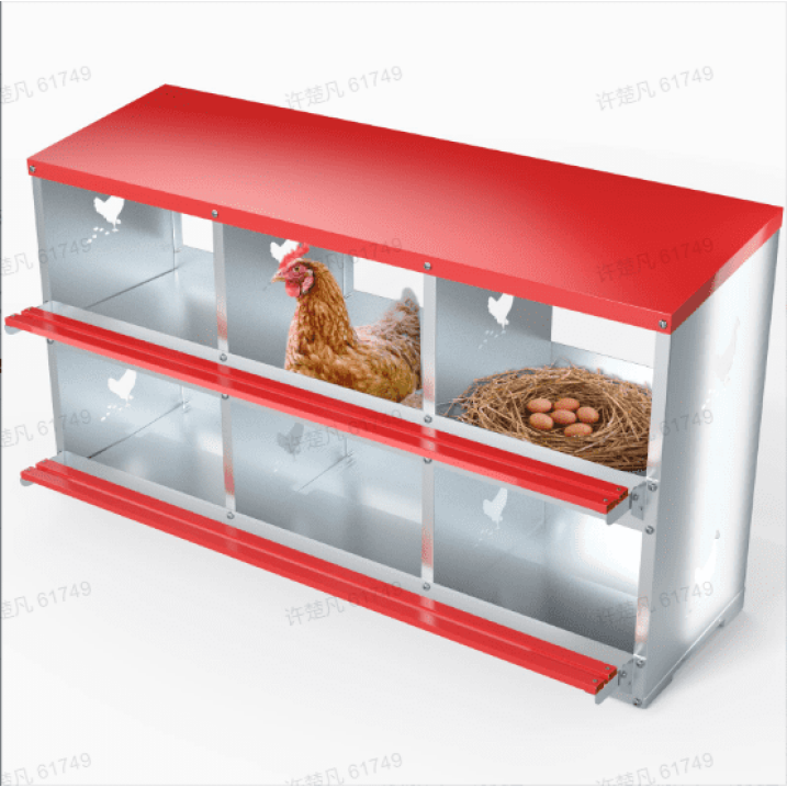 6 Compartment Boxes for Chicken Coop, Two-Tier Chicken Nesting Box, 6 Hole Metal Chicken Egg Laying Box