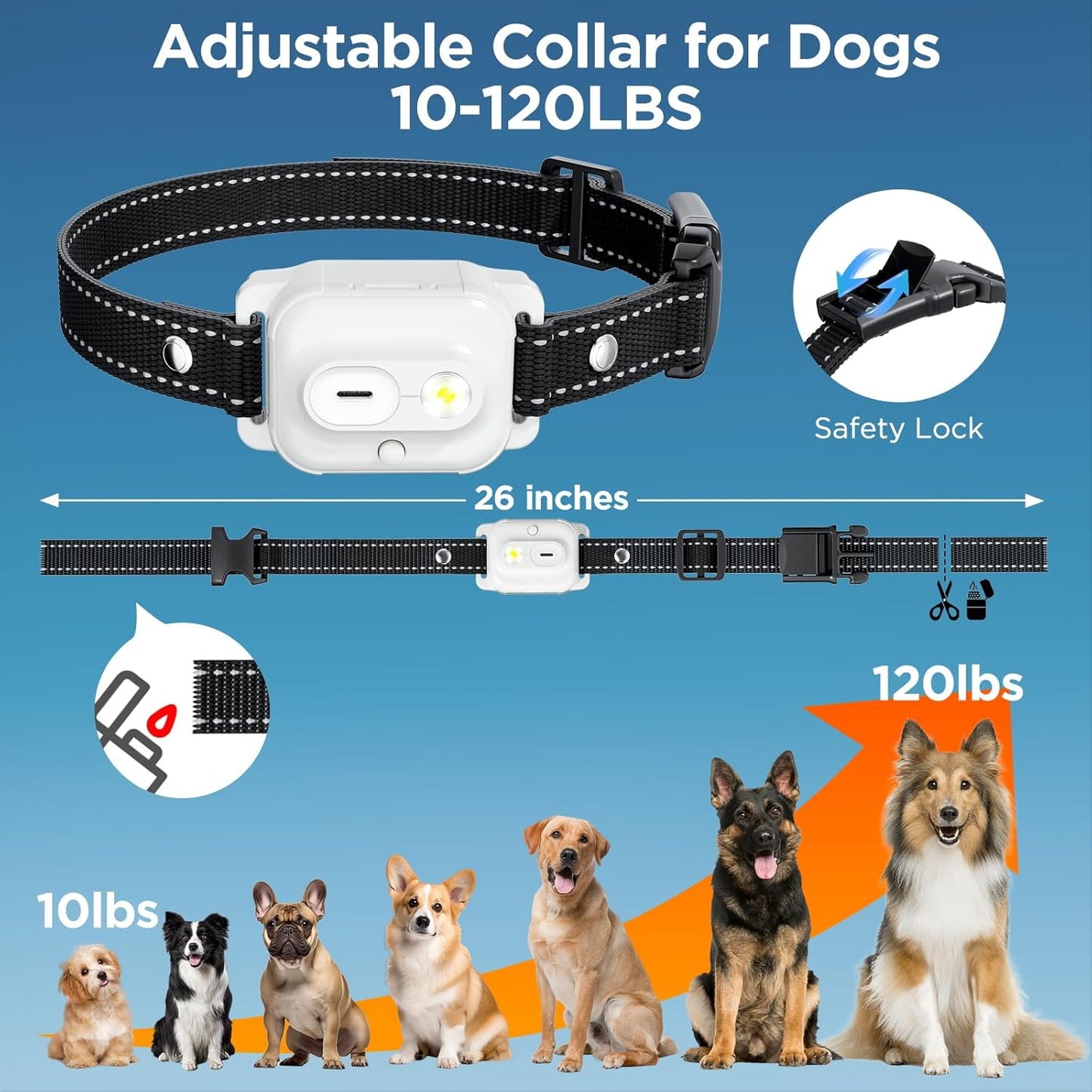 Dog Training Collar with Remote, 3300ft Range Shock Collar for Small, Medium, Large Dogs (8–120 lbs), IPX7 Waterproof, Rechargeable, with Beep, Vibration, Safe Shock & Light Modes