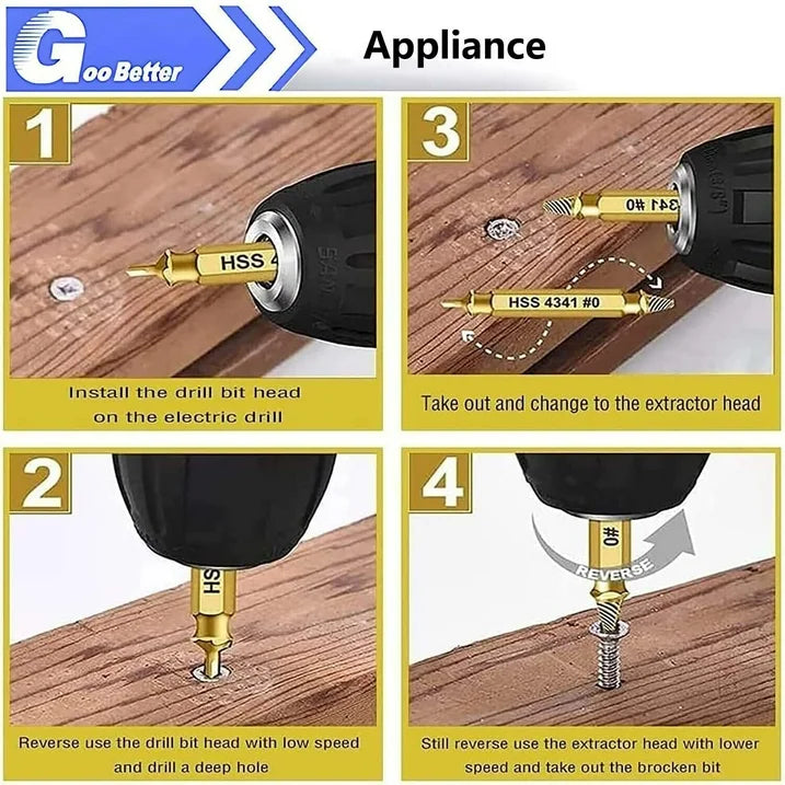 Goobeeper Professional Screw Extractor Kit 6Pcs | High Speed Steel Bolt & Screw Remover | Damaged Screw Drill Bit Set for Broken Bolts