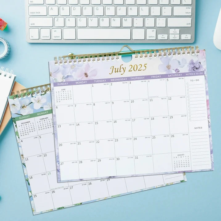 Deli 2025-2026 Wall Calendar, 11" x 8.5", Thick Paper with Julian Dates and Block for New Year and Christmas Presents, Monthly planner for Office Home Planning & Organizing,Color Design