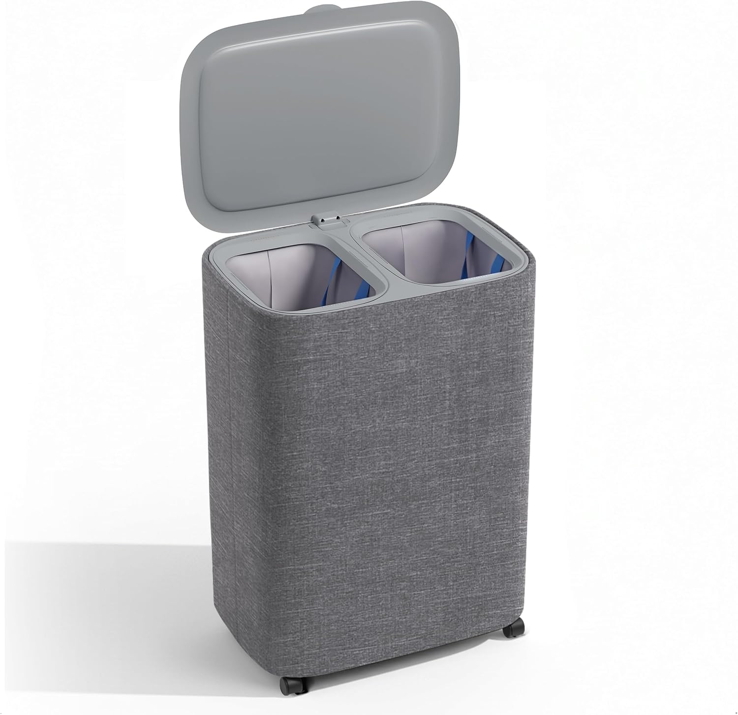 XABITAT Dual Section 90L Laundry Basket with Wheels and Lid ¨C Tall divided Double Laundry Hamper with 2 Removable Washable Bags, Large Laundry Sorter for Easy Clothes Separation