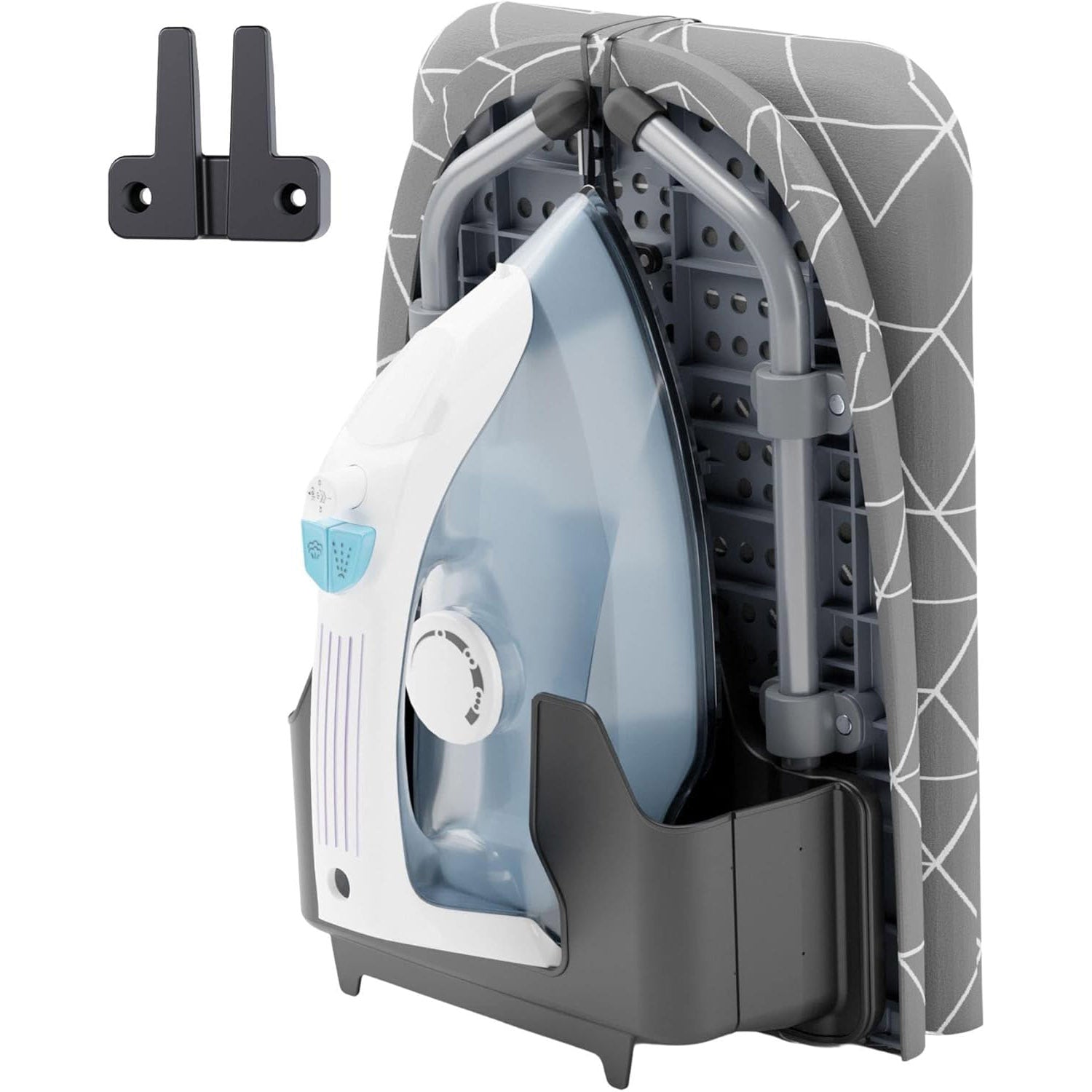 XABITAT Table Top Ironing Board with Wall Mount, D-Crease, Portable Space Saving Mini Laundry Room Iron Board, Foldable Small Ironing Board with Iron Holder, Gray