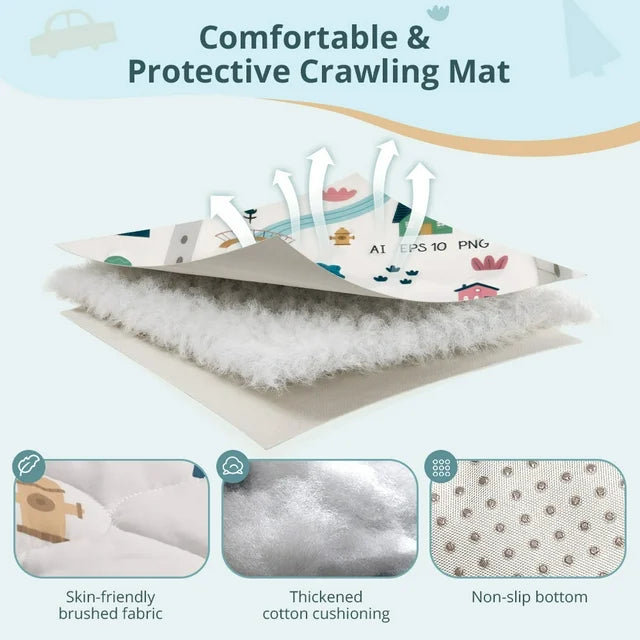 Baby Play Mat, Caveen Thicken Soft Cotton Baby Playmats, Foldable Anti-Slip Floor Crawling Playmat Playpen Mat for Infants and Toddlers, 50x50, Grey