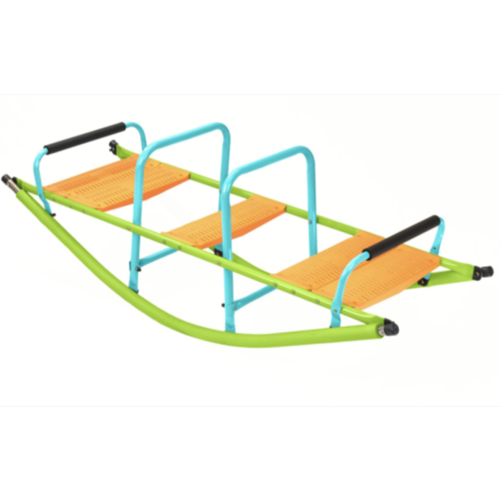Teeter Totter Seesaw for Kids Outdoor, 2 in 1 Metal Rocking Seesaw for Toddlers with Easy-Grip Handles, Indoor Outdoor Rocking Fun for Toddlers Age 3 6, Anti Slip Design, Green/Blue