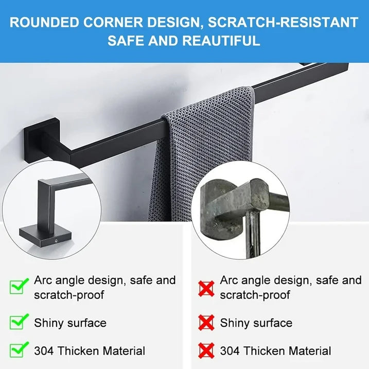Stusgo 5 Piece Matte Black Bathroom Hardware Set  304 Stainless Steel Bathroom Towel Holder Set